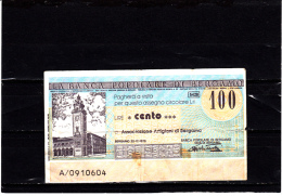 Banca Popolare Di Bergamo - 100 Lire - ( Circolato) - [10] Checks And Mini-checks