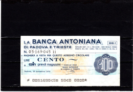 Banca Antoniana Di Padova E Trieste -  100 Lire - ( Circolato) - [10] Assegni E Miniassegni