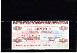 L´Ist.Centrale Delle Banche Pop. Italiane -  100 Lire - ( Circolato) - [10] Scheck Und Mini-Scheck
