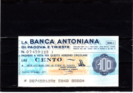 Banca Antoniana -  100 Lire - ( Circolato) - [10] Chèques