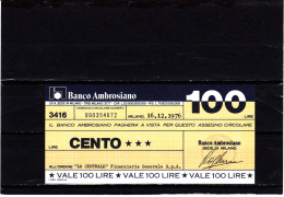 Banco Ambrosiano - 100 Lire - [10] Assegni E Miniassegni