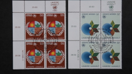 UNO-Wien 24/5 Sc 25/6 Eckrandviererblock EVB ´A´ Oo/used ESST, Umweltschutz (auch EVB ´C,D´ Möglich) - Used Stamps