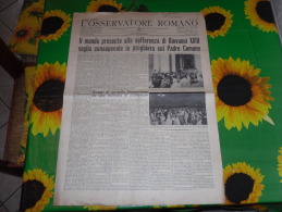 L'OSSERVATORE ROMANO N.127  DOMENICA 2  GIUGNO 1963 PAPA GIOVANNI XXIII - Religion