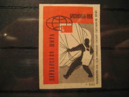 Russia 1958 Kaunas Lithuania PARACHUTTING Parachute Poster Stamp Label Vignette Viñeta Match Cinderella USSR CCCP - Parachutting