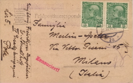 Austria 1914 Field Post Postcard From Pola To Milan (Italy) With Stamps 2 X 5 H. Franz Josef Jubilee Of The Reign - WW1