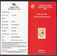 INDIA, 2004, Bhagat Puran Singh Birth Centenary, Folder - Cartas & Documentos