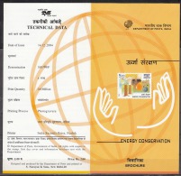 INDIA, 2004, Energy Conservation,  Electricity Symbol, Oil Droplets, Solar,  Folder - Cartas & Documentos