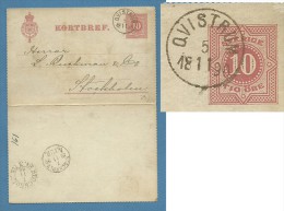 SVEZIA  SVERIGE STORIA POSTALE  BIGLIETTO POSTALE KORTBREF DA QVISTRUM A STOCCOLMA STOCKHOLM IN DATA 5/11/1890 - 1872-1891 Ringtyp