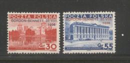 POLAND 1936 GORDON BENNETT BALLOON CHAMPIONHIPS OVERPRINT SET OF 2 HM - Unused Stamps