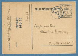 SVERIGE   MILITARBREVKORT 1942 - FALPOST 600 53 - Militaire Zegels
