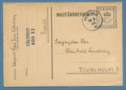 SVERIGE   MILITARBREVKORT 1942 - FALPOST 600 53 - Militaires