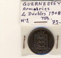 PIECE MONNAIE GUERNESEY  4 DOUBLES 1908 - Guernsey