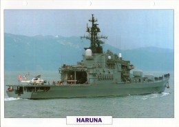 FICHE 25 X 18.5 CM DESTROYER PORTE-HELICOPTERES JAPON HARUNA 1972 TBE - Sonstige & Ohne Zuordnung