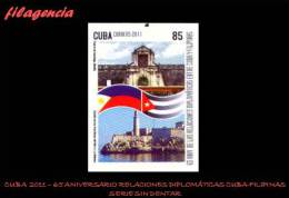 PIEZAS. CUBA MINT. 2011-09 65 ANIVERSARIO DE LAS RELACIONES DIPLOMÁTICAS CUBA-FILIPINAS. SERIE SIN DENTAR - Imperforates, Proofs & Errors