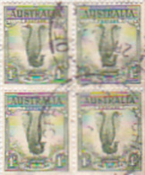 Australia 1932 One Shilling Lyre Bird Used Block 4 - Oblitérés