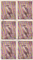 Australia 1937 Animals 6d Kookaburra Used Block 6 - Used Stamps