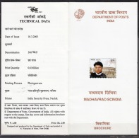 INDIA, 2005, Madhavrao Scindia, (Parliamentarian), And Parliament House, Folder - Lettres & Documents