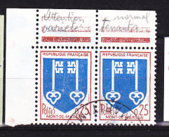 FRANCE N° 1469 25C BRUN ROUGE ET BLEU MONT DE MARSAN  ANNEAU LUNE TENANT A NORMAL OBL - Used Stamps