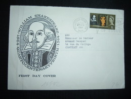 LETTRE FDC TP SHAKESPEARE FESTIVAL 6D OBL.MEC. 23 APR 1964 STRATFORD-UPON-AVON - Brieven En Documenten