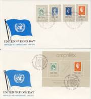 3 X Amphilex 77 - Blanco / Open Klep (1977), United Nations Day - Covers & Documents