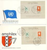 2 X Amphilex 77 - Blanco / Open Klep (1977), United Nations Day - Covers & Documents