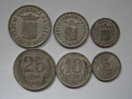 JETON - FRANCE - CHAMBRE DE COMMERCE - 1922 - EURE & LOIR - LOT DE 3 ( 5, 10 ET 25 CENTIMES) - ALUMINIUM - ARMOIRIE - Monétaires / De Nécessité