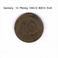 GERMANY    10  PFENNIG  1994 G  (KM # 108) - 10 Pfennig