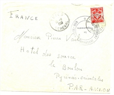 LBON9 - FRANCE TP DE FM SUR LETTRE AVION AU DEPART DE THIES (SENEGAL) 15/7/1951 CACHET DE VAGUELMESTRE - Militärische Franchisemarken