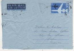 GB AEROGRAMME POUR LA FRANCE 1973 - Luftpost & Aerogramme