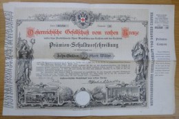 Autriche Austria Österreich 1882 Aktie / Action / Share " Pramien Schuldveschreibung Rothen Kreuze" 10 Gulden # 2 - Ohne Zuordnung