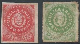 ARGENTINE - 5 Et 10 C. Type II De 1862-64 Neufs FAUX De Genève - Unused Stamps