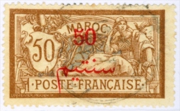 MAROCCO FRANCESE, FRENCH MOROCCO, TIPO MERSON, 1911, FRANCOBOLLO USATO, Scott 36, YT 35 - Usati