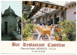 CP, MONACO-VILLE, Face Au Palais Princier, BAR-RESTAURANT CASTELROC, Vierge, Ed : GILLETTA - Hotels & Restaurants