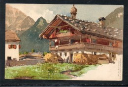 KÜNSTLER LITHO  P. SCHMOHL  " BEI DER BRENNERBAHN " -  FISCHERHAUS IN PERTISAU   ~ 1900 - Schmohl, P.