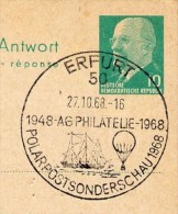 EXPLORATION ANTARCTICA  Erfurt 1974 On East German Reply Postal Card P 77A - Research Programs