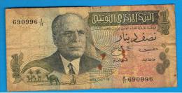 TUNEZ - 1/2 Dinar  1973 Circulado    P-69 - Tunisia