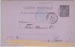 LEVANT - 1884 - CARTE ENTIER POSTAL TYPE SAGE De CONSTANTINOPLE GALATA (TURQUIE) Pour LYON - Brieven En Documenten