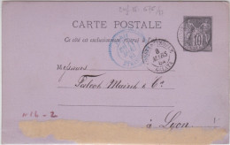 LEVANT - 1884 - CARTE ENTIER POSTAL TYPE SAGE De CONSTANTINOPLE GALATA (TURQUIE) Pour LYON - Briefe U. Dokumente