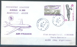 PREMIERE LIAISON AIRBUS A 300 MARSEILLE ALGER AIR FRANCE  29.6.1974 - Lot 8578 - Primi Voli