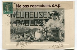 - HEUREUSE PAQUES - Par REUTLINGER, Magnifique, Oeuf, Poussins,  écrite, Timbre De 5c, 1910, TBE, SCANS. - Easter