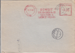 AMOUNT 4, BUCHAREST, ROMSIT COMPANY METERMARK, MACHINE STAMPS ON COVER, 1990, ROMANIA - Franking Machines (EMA)