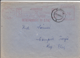 AMOUNT 0.55, TURDA, GLASS COMPANY METERMARK, MACHINE STAMPS ON COVER, 1953, ROMANIA - Frankeermachines (EMA)