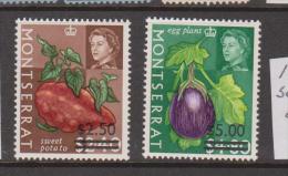 Montserrat 1968 QEII Fruit & Vegetable Definitives Surcharges 2 High Values MLH - Montserrat