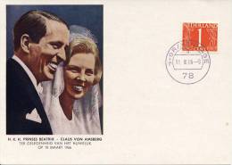 Gelegenheidskaart Huwelijk Beatrix - Claus (1966) - Storia Postale