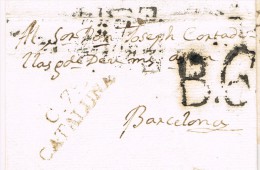 5018. Carta Entera Pre Filatelica PRATS Del REY (Barcelona)  1806. Marca CALAF - ...-1850 Prephilately