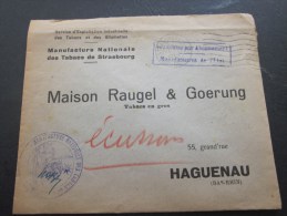 1947 Manufacture D'État Nationale Tabacs/allumettes Strasbourg:Cachet+Griffe 'Franchise Pr Abonnement">Haguenau 68 - Lettres Civiles En Franchise