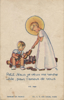 IMAGE PIEUSE 7cmx11cm - Illustrateur Signé MA - "Petit Jésus Je Veux  Me Rendre Utile, Pour L'amour De Vous"    " - Imágenes Religiosas