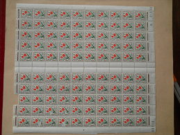 PLANCHE DE 100 TIMBRES TAXE N° 97 - COIN DATE - 1960-.... Mint/hinged