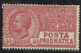 ITALIA REGNO 1925 POSTA PNEUMATICA V.E.III CENT. 40 MNH - Rohrpost