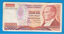 TURQUIA - TURKEY - 20.000 Liras 1970   Circulado  P-201 - Turquie